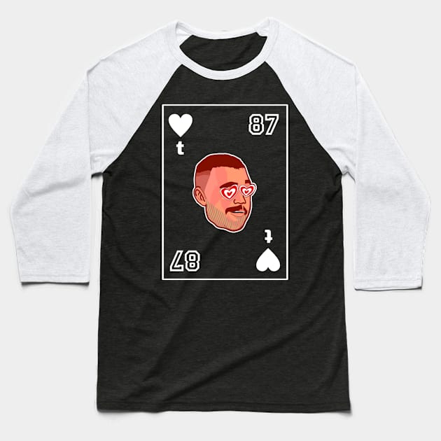 Travis Kelce 87 Heart - White Baseball T-Shirt by Qrstore